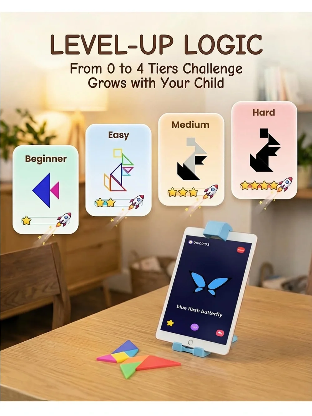 STEM Toys for Kids Ages 4-6, AR Tangram Puzzles with 1000+ Combinations  nwt